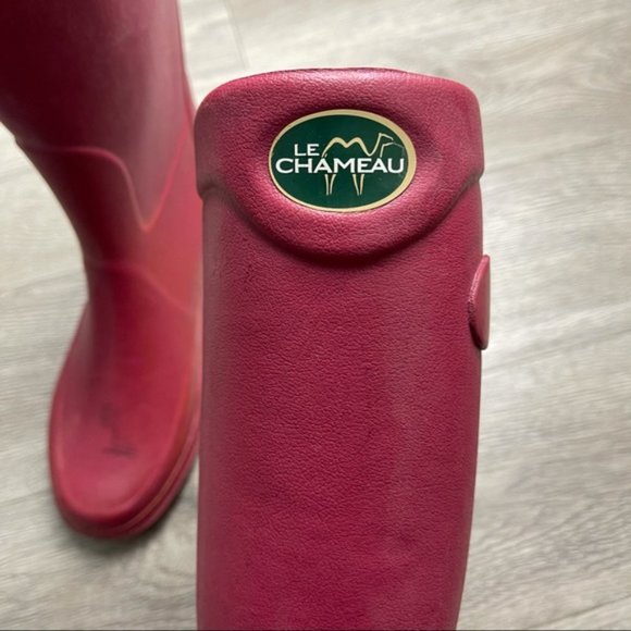 LE CHAMEAU Iris Rose Lined Rubber Boots 39 - Picture 7 of 12